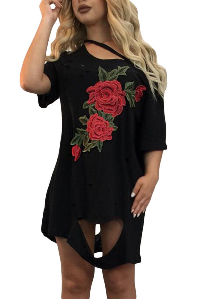 Ripped t shirt dress best sale